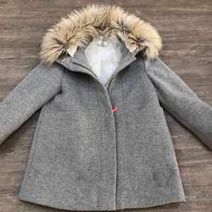 Crewcuts wool fur-trimmed coat